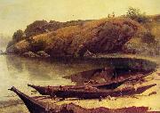 Albert Bierstadt Canoes oil painting on canvas
